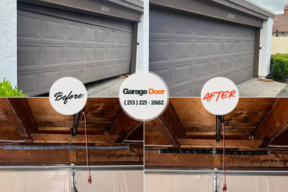 Before and after: garage door repair Folsom, PA